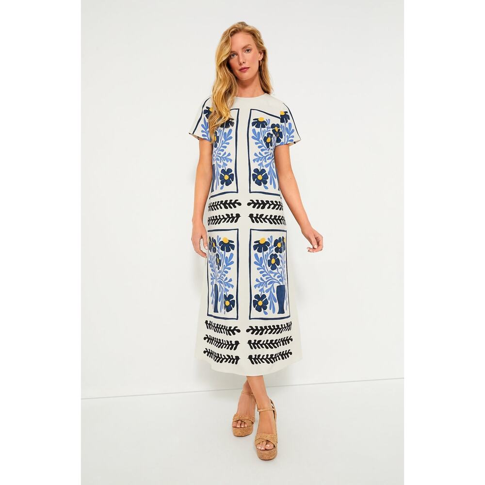 Tuckernuck Blue and White Floral Midi Dress